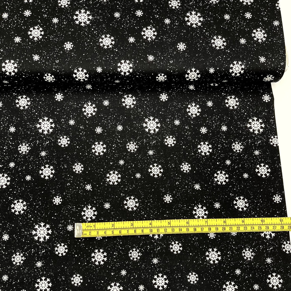 Jolly Ole St Nick Fabric, Snowflakes Black White Christmas Cotton Quilting Fabric Henry Glass HG6756-99