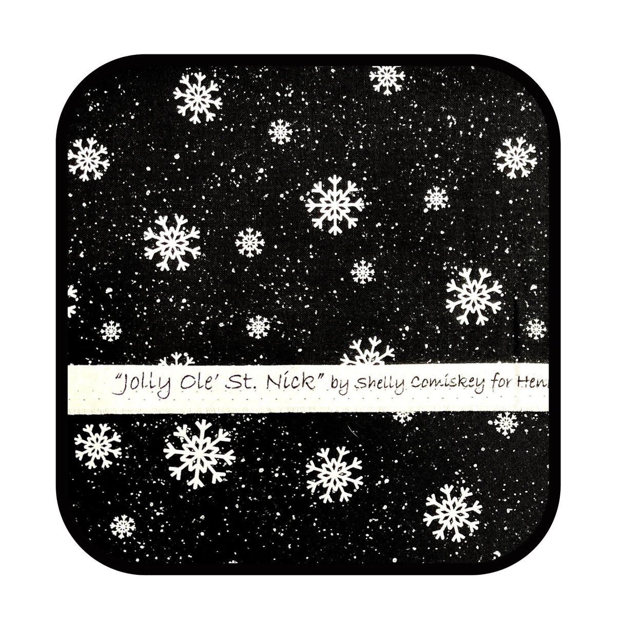 Jolly Ole St Nick Fabric, Snowflakes Black White Christmas Cotton Quilting Fabric Henry Glass HG6756-99
