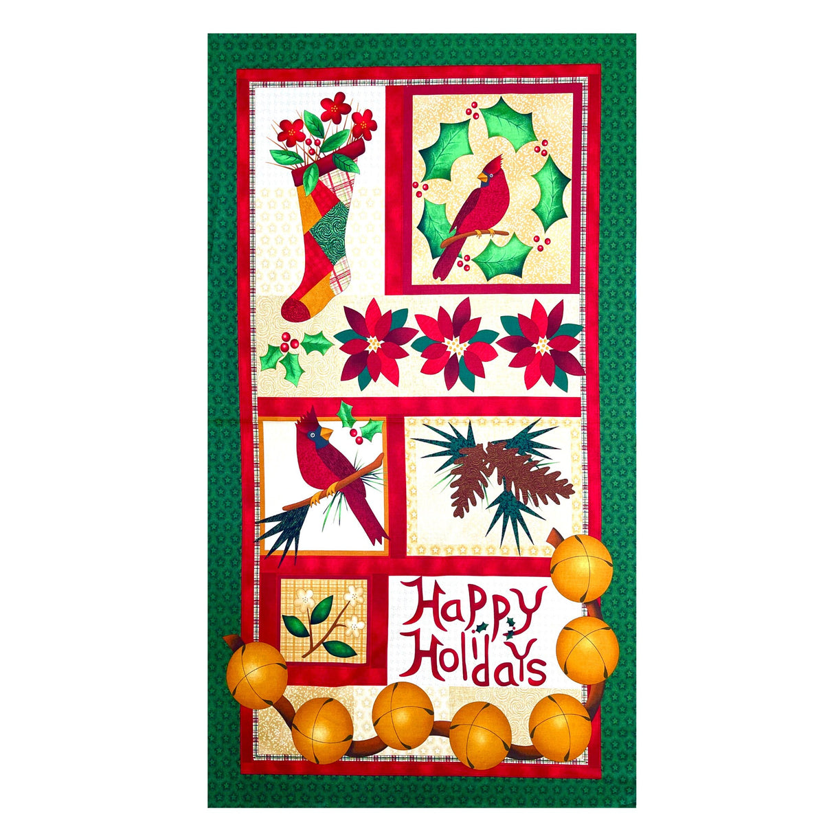 Winter Song fabric panel, Happy Holidays PANEL, Cotton Quilting, Christmas fabric - BT2860.44P