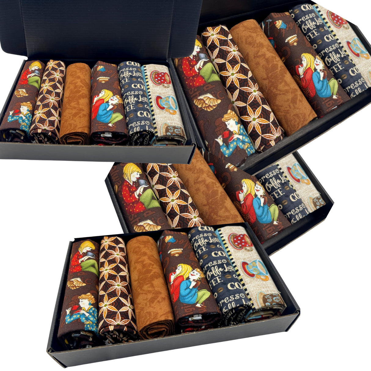 Coffee time, Fat Quarter pack, Gift ideas, Pre-cut, Quilting Fabric