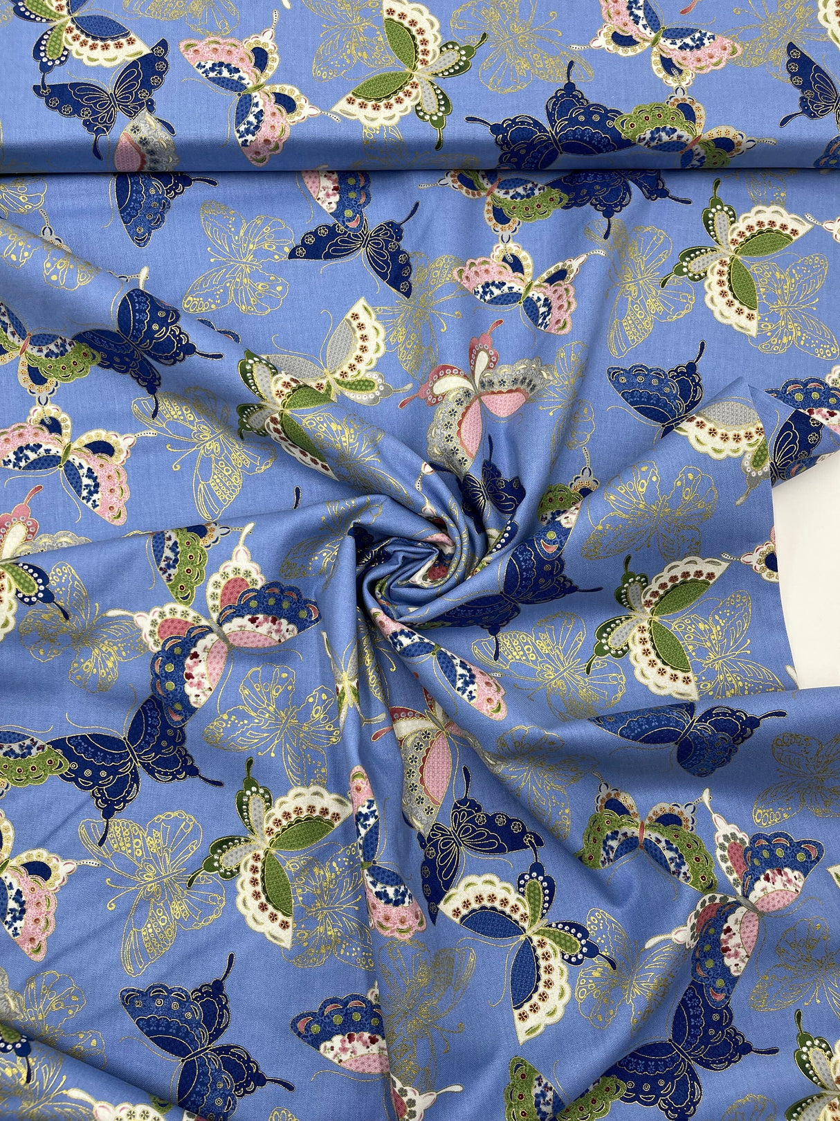 Butterflies Sakura Fabrics, Japanese quilting cotton fabric, TT-CM6159Blue