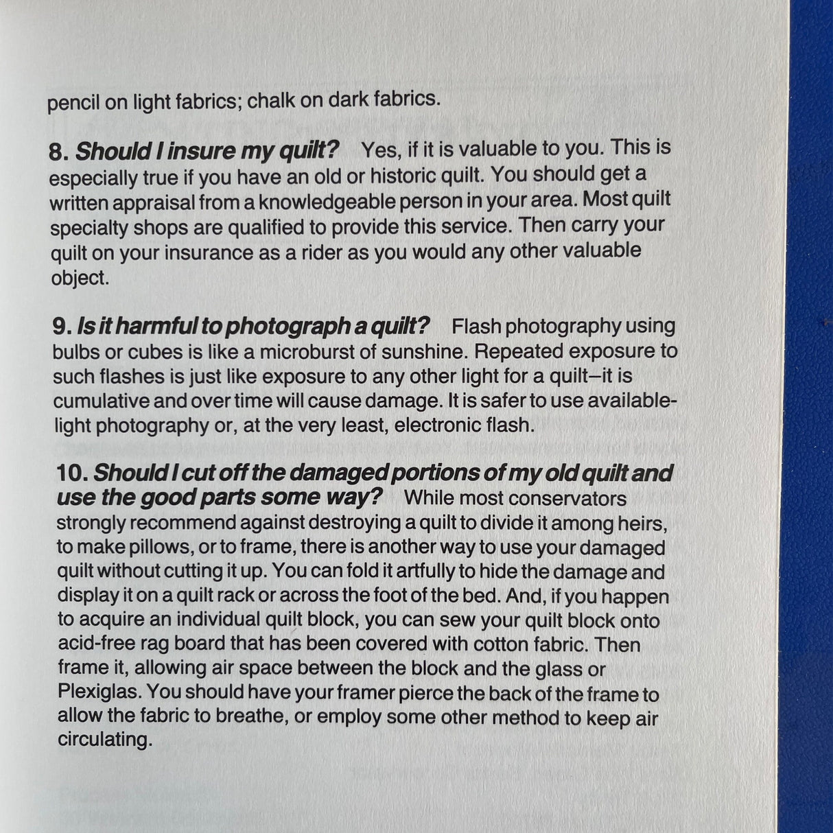 First Aid for Family Quilts Book - How to Preserve & Clean Your Quilts