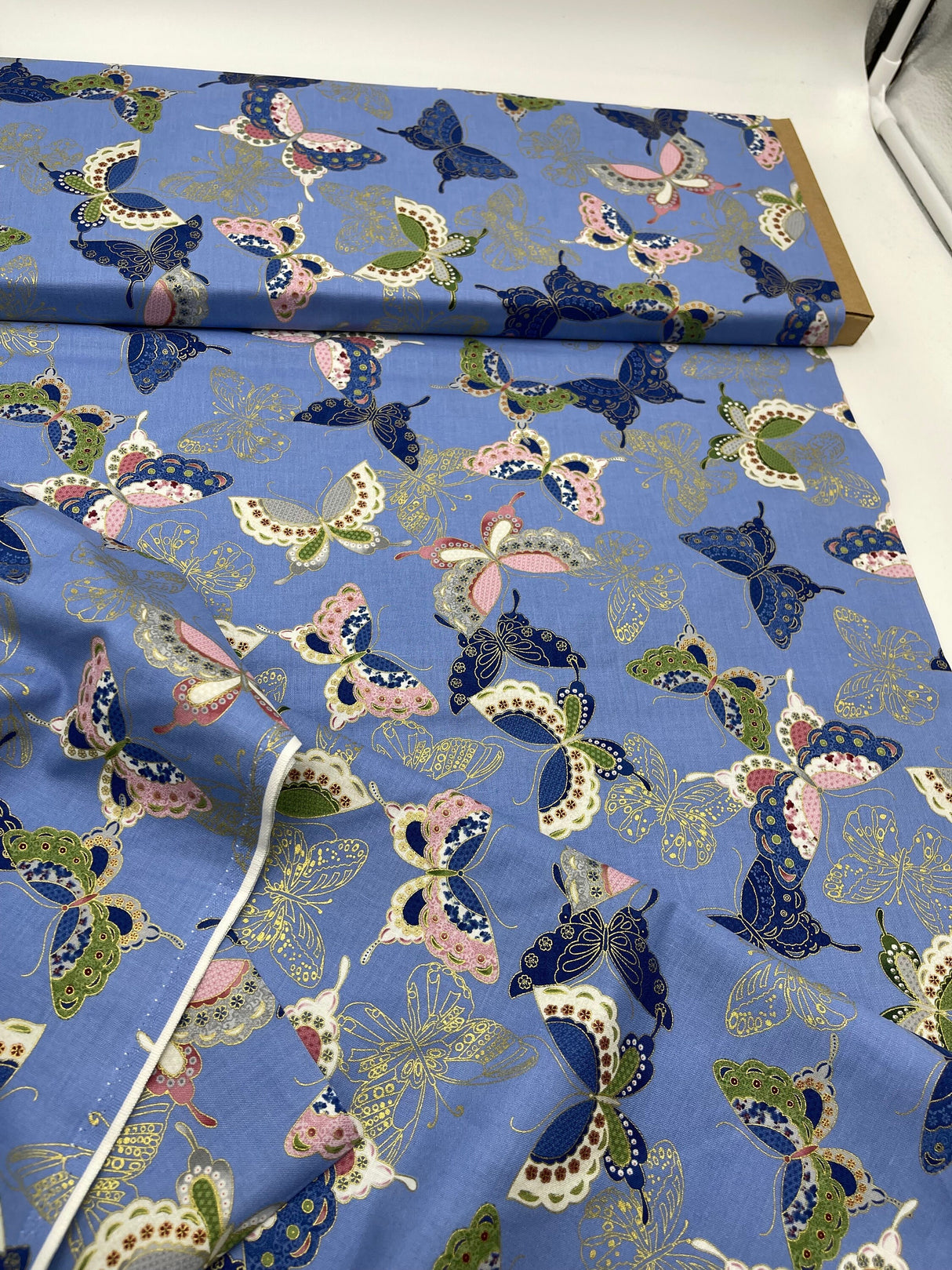 Butterflies Sakura Fabrics, Japanese quilting cotton fabric, TT-CM6159Blue