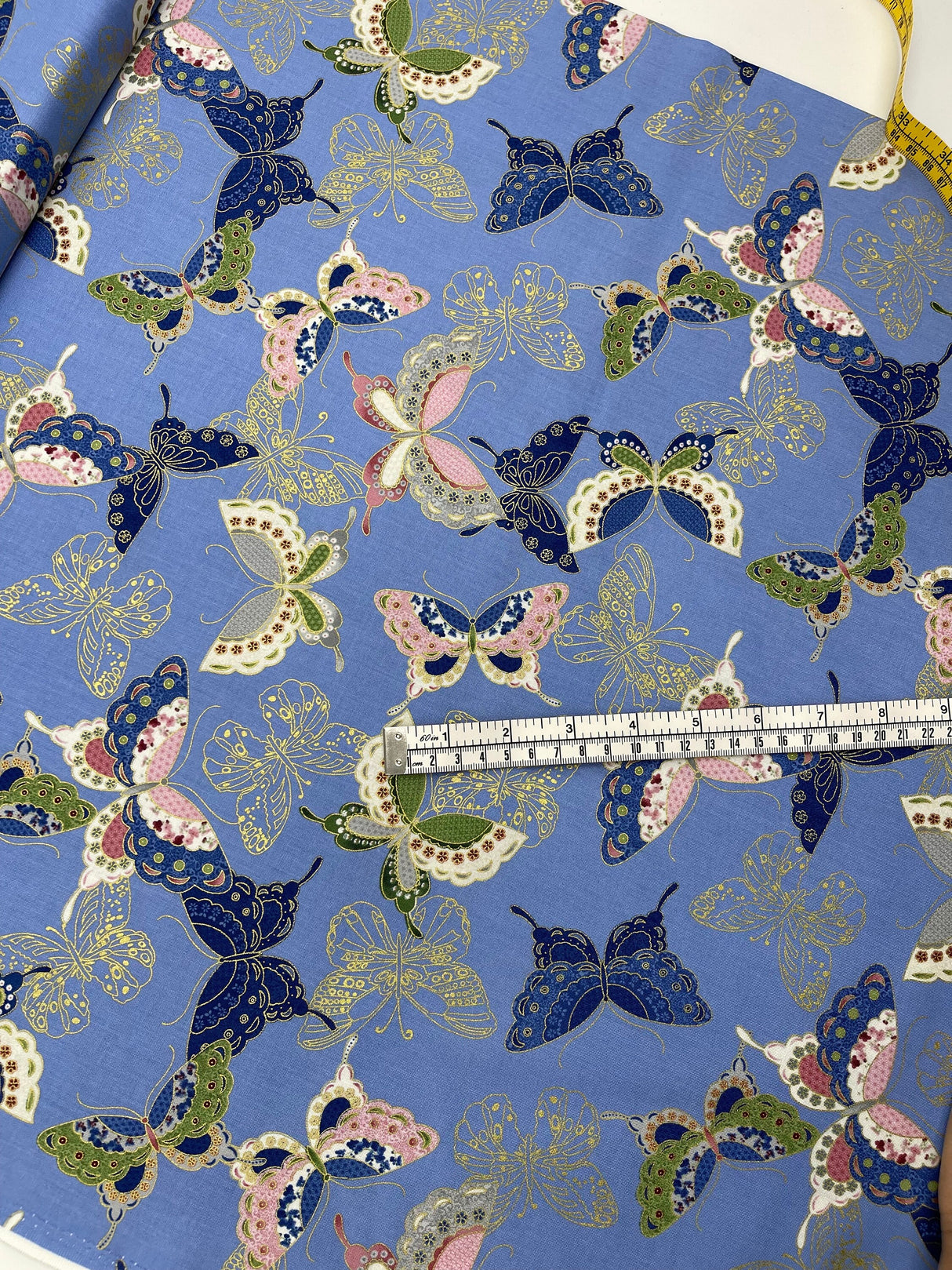 Butterflies Sakura Fabrics, Japanese quilting cotton fabric, TT-CM6159Blue