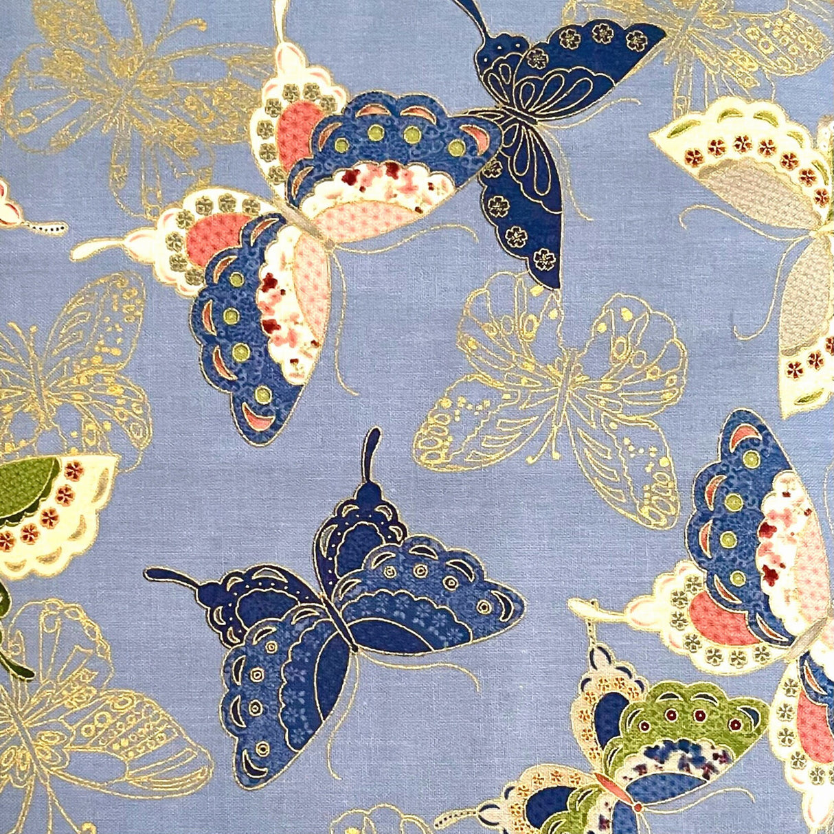 Butterflies Sakura Fabrics, Japanese quilting cotton fabric, TT-CM6159Blue