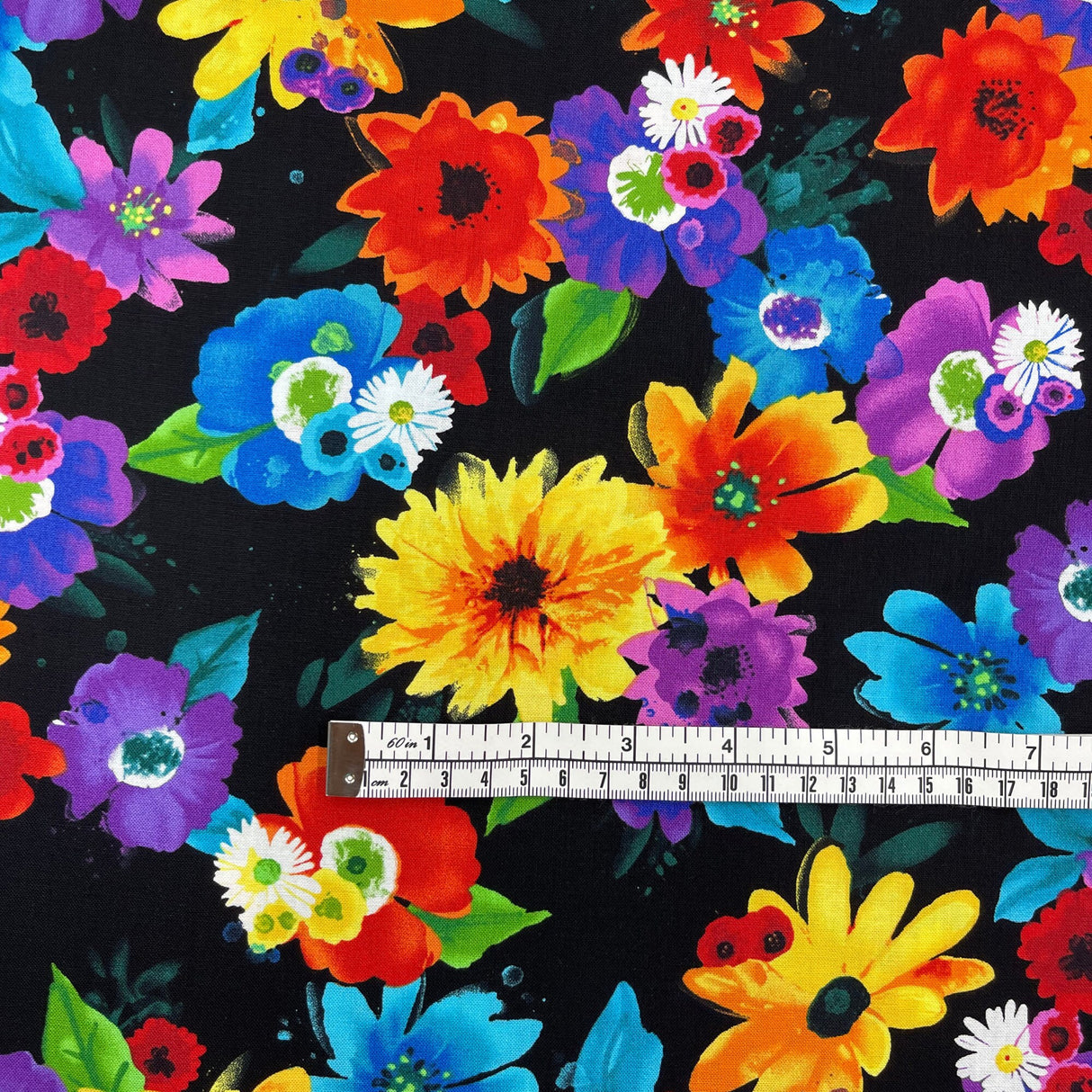 Pavilion Floral fabric, Quilting Cotton, Timeless Treasures TT-C6327Black