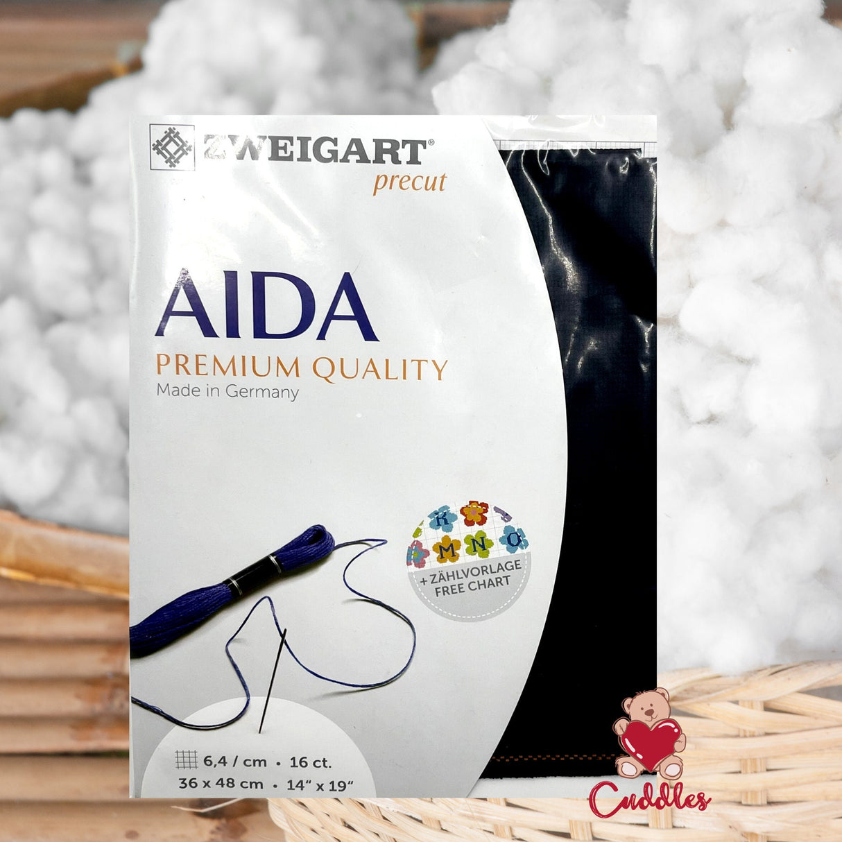 Aida Cloth, Zweigart Pre-cut Aida Cloth Fabric - 16 Count (36 x 48cm) BLACK
