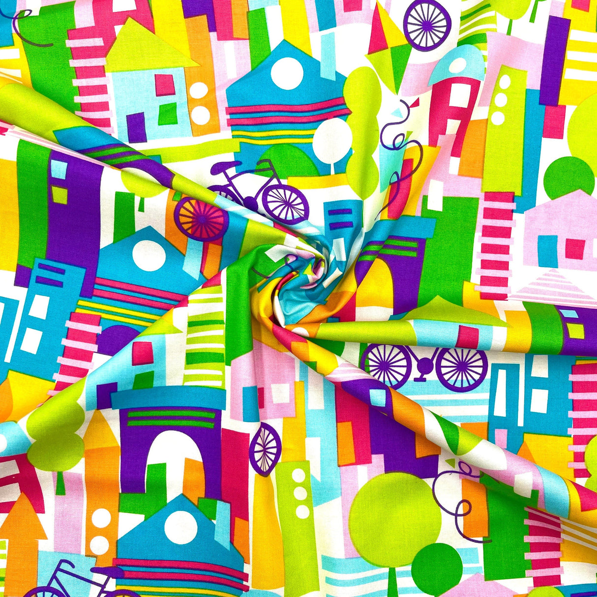 Happy Town fabric, Quilting Cotton fabric, Michael Miller - MM6010-Multi