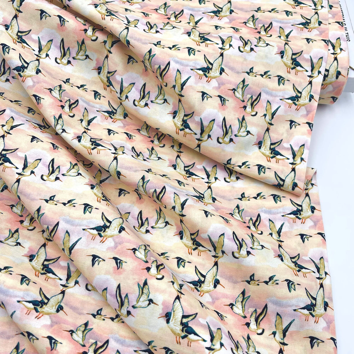 Oyster Catchers Fabric, Beach treasures, Quilting, Craft Cotton, 50cm by FreeSpirit