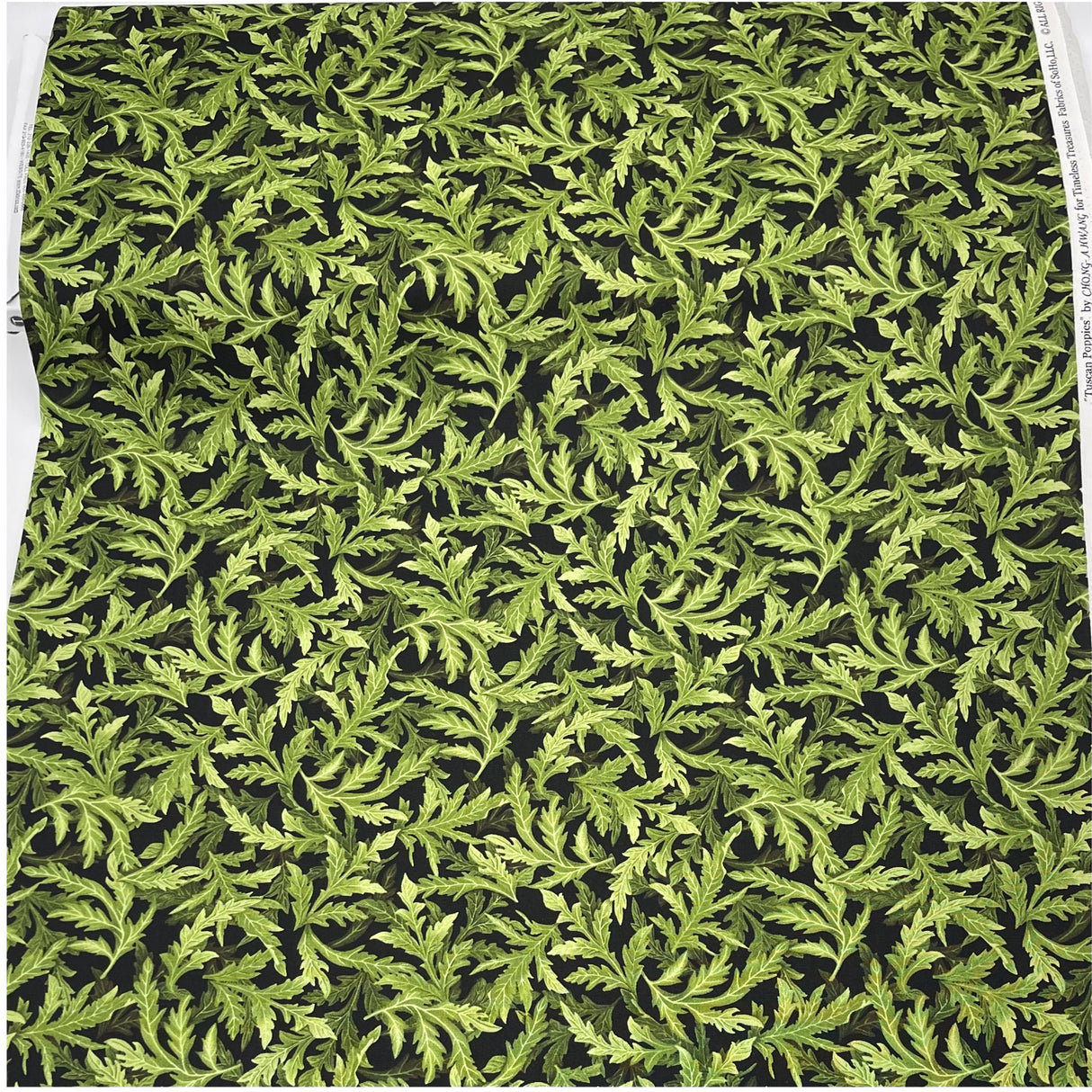 Poppy Leaves, Green Black Fabric by Timeless Treasures Fabric C5839
