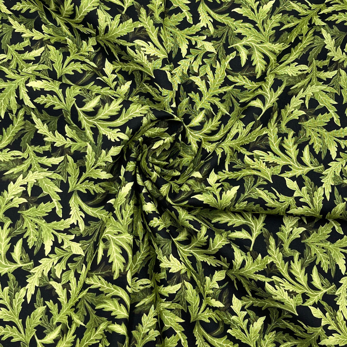 Poppy Leaves, Green Black Fabric by Timeless Treasures Fabric C5839