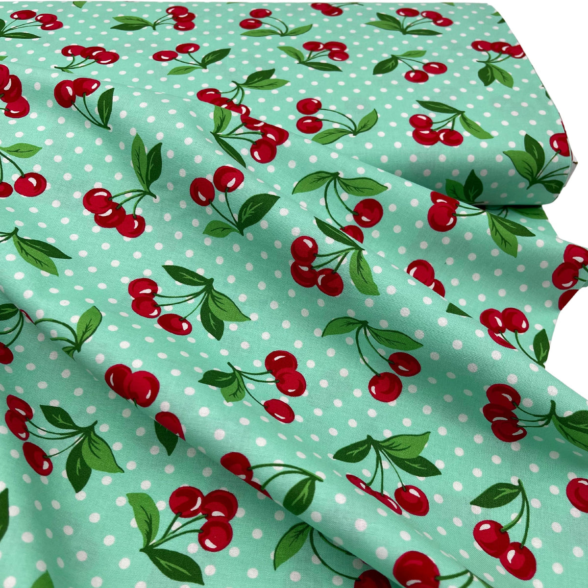 Cherry fabric, Red cherries, Cherry Dot, Cotton, Quilting, Michael Miller MM-CX6561Mint