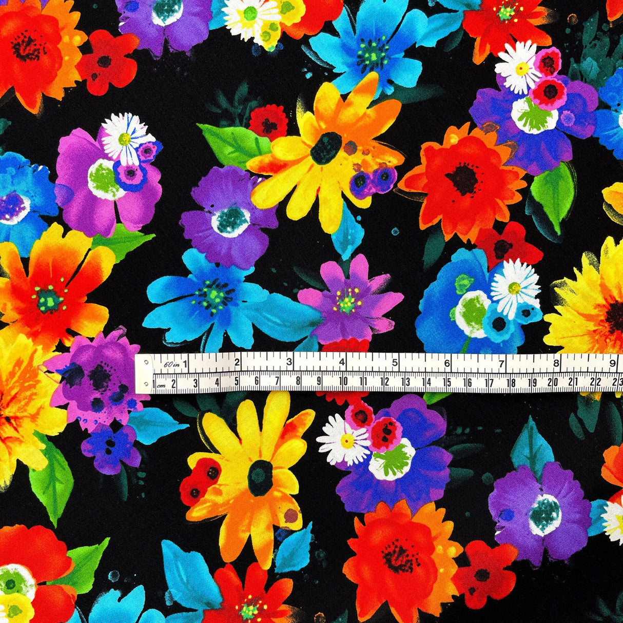 Pavilion Floral fabric, Quilting Cotton, Timeless Treasures TT-C6327Black