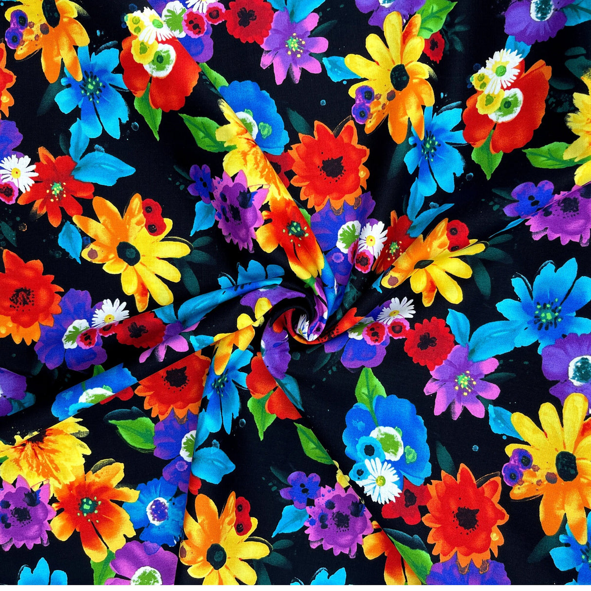 Pavilion Floral fabric, Quilting Cotton, Timeless Treasures TT-C6327Black