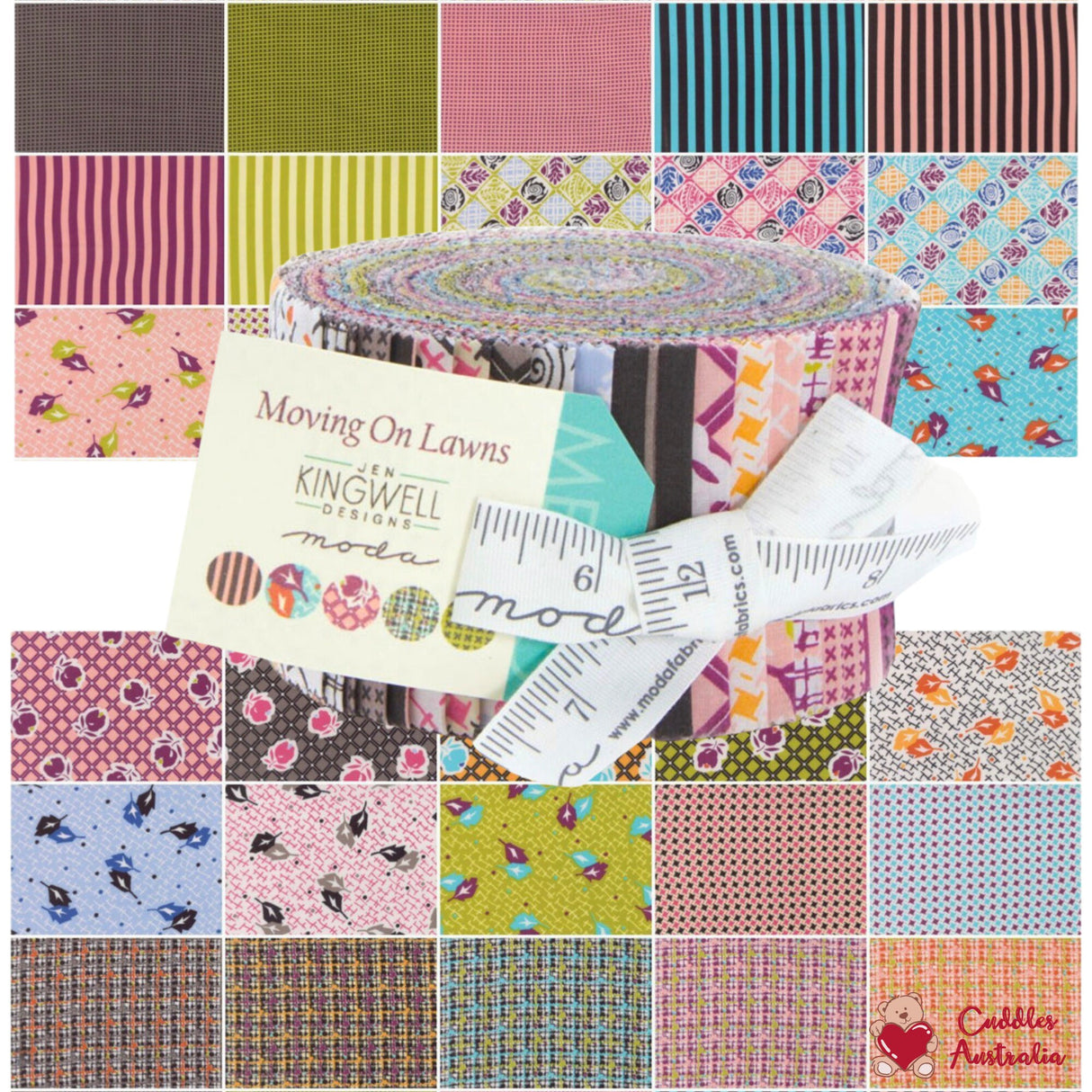 Moving On Lawns, Jelly roll 40 2.5inch strips, Moda Fabrics, Gift ideas, Pre-cut, Quilting Fabric 18121JR
