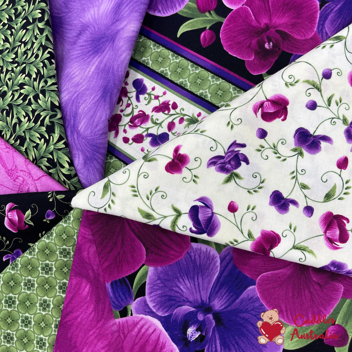 Orchid Fabric Kit w/pattern, Gift ideas, Chong a Hwang, Quilt fabric kit, Cotton, Fabric by Timeless Treasures