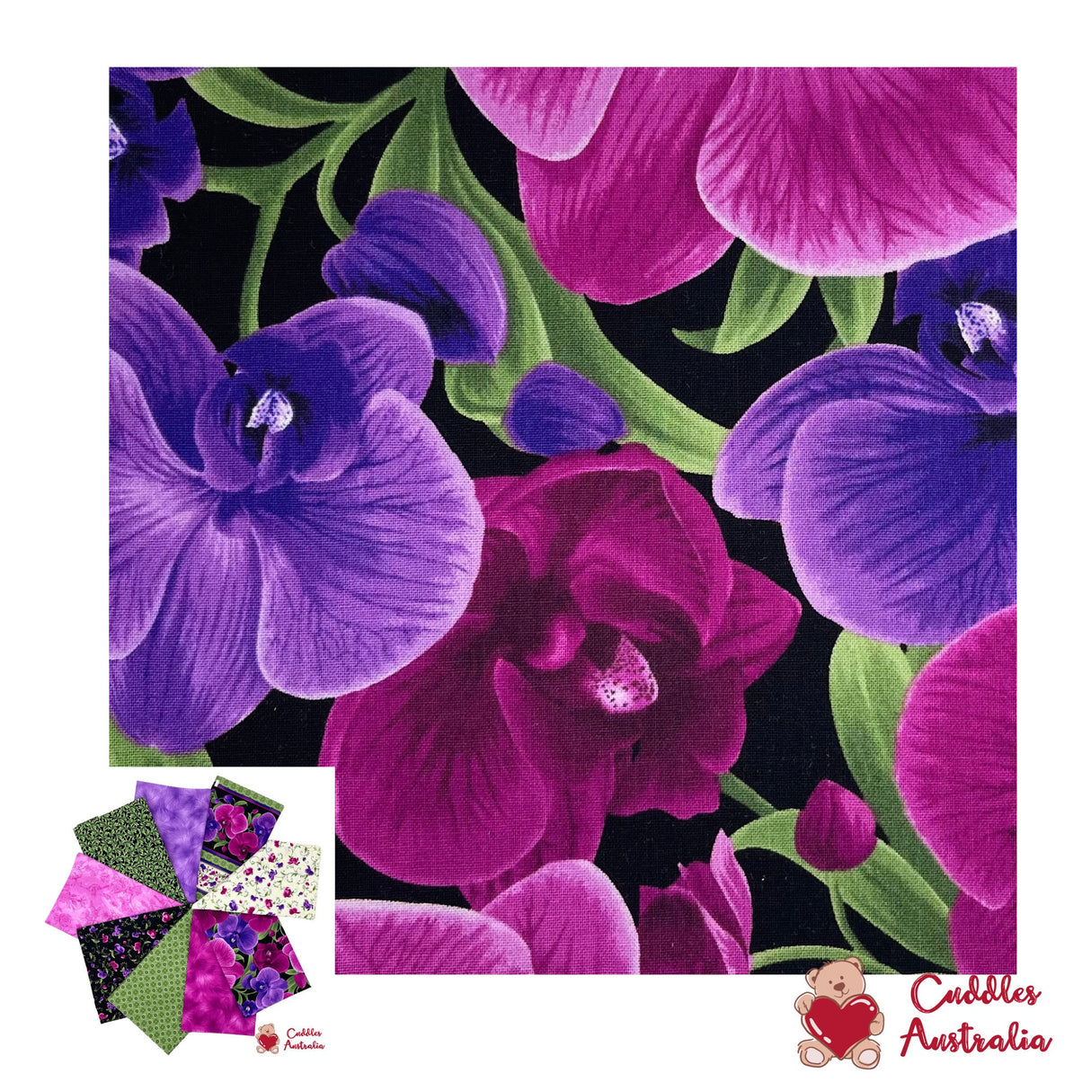 Orchid Fabric Kit w/pattern, Gift ideas, Chong a Hwang, Quilt fabric kit, Cotton, Fabric by Timeless Treasures