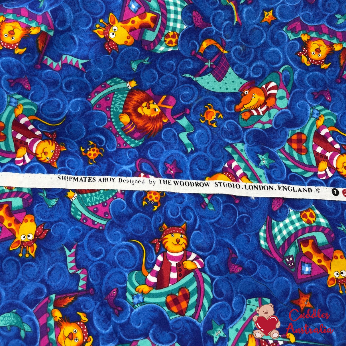 Rare Vintage Fabric, Shipmates Ahoy, FLANNEL by The Woodrow Studio, London England