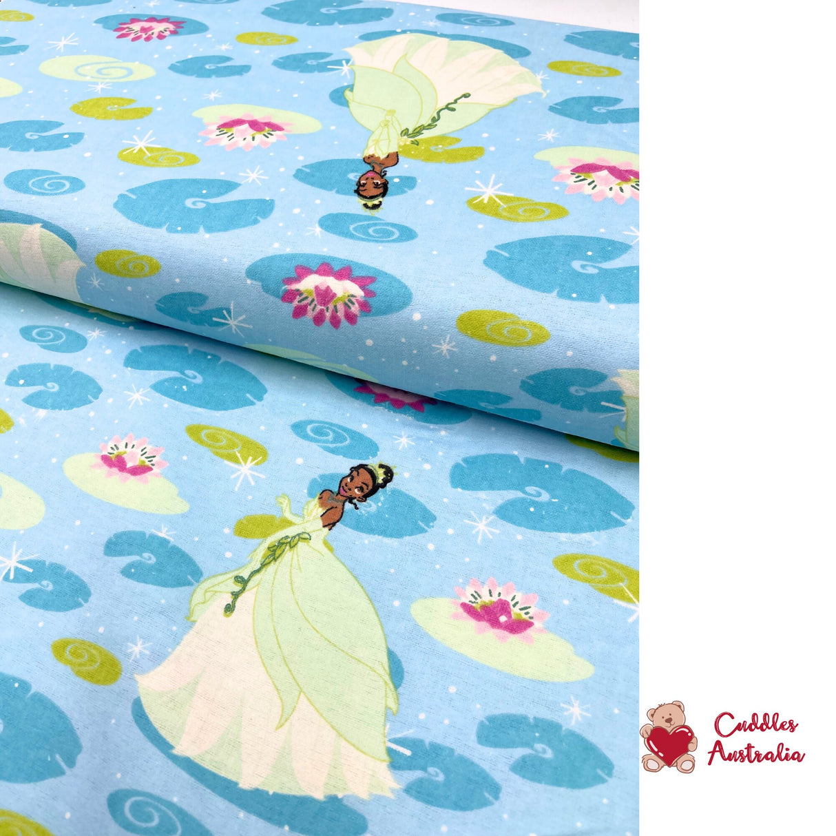 Princess Lily Pad Flower fabric, Cotton Quilting Fabric, Disney, FLANNEL Fabric, Springs Creative SC-30247