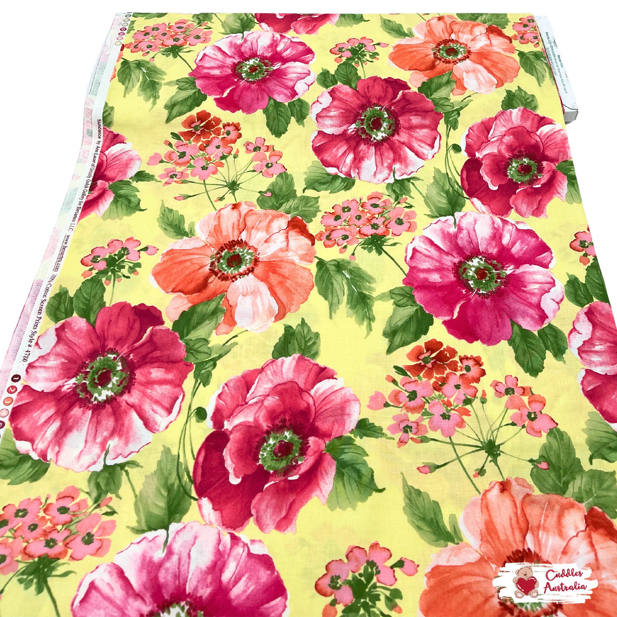 Sundance fabric, large Poppies by Ann Lauer for Benartex, Cotton Quilting fabric BT-04780.03