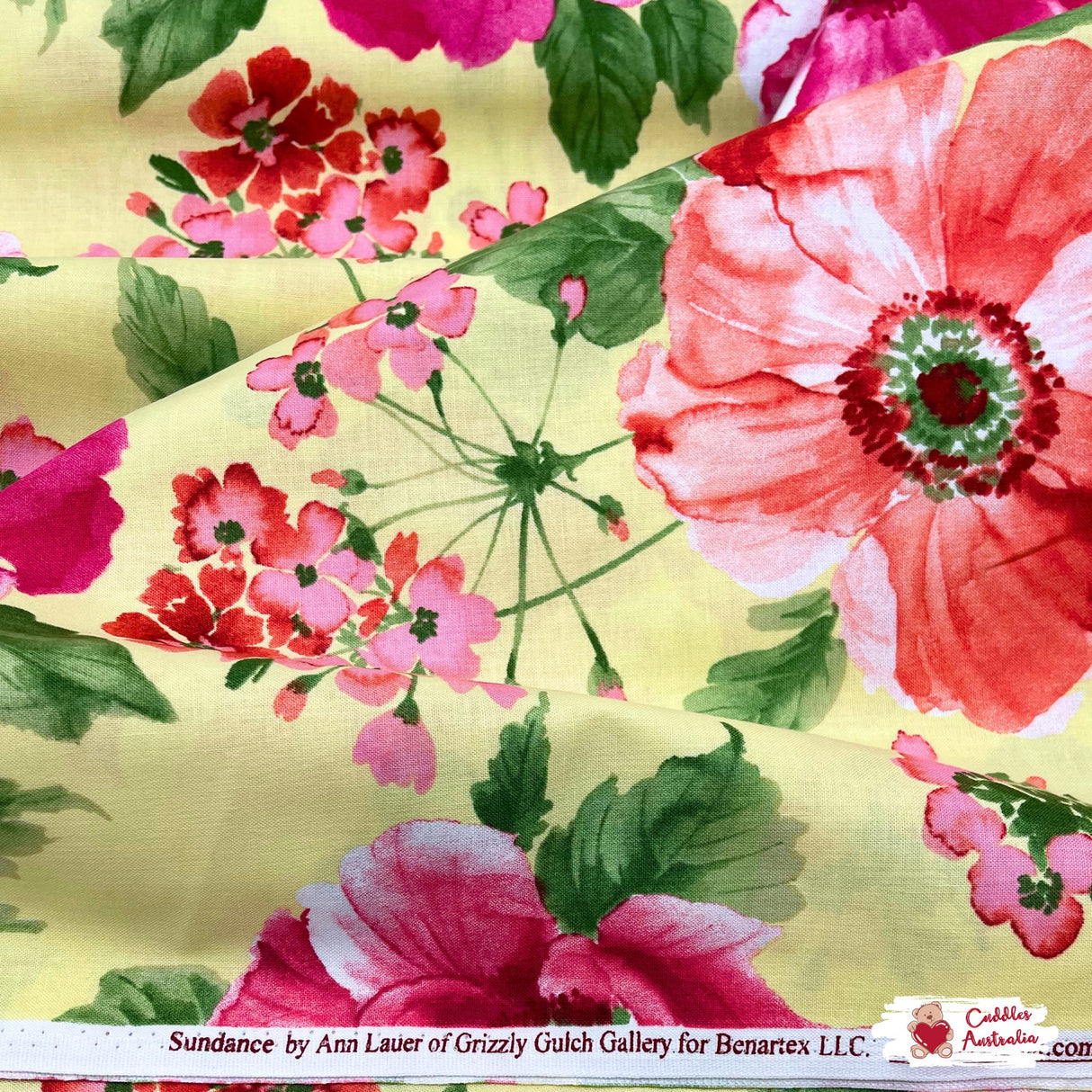 Sundance fabric, large Poppies by Ann Lauer for Benartex, Cotton Quilting fabric BT-04780.03