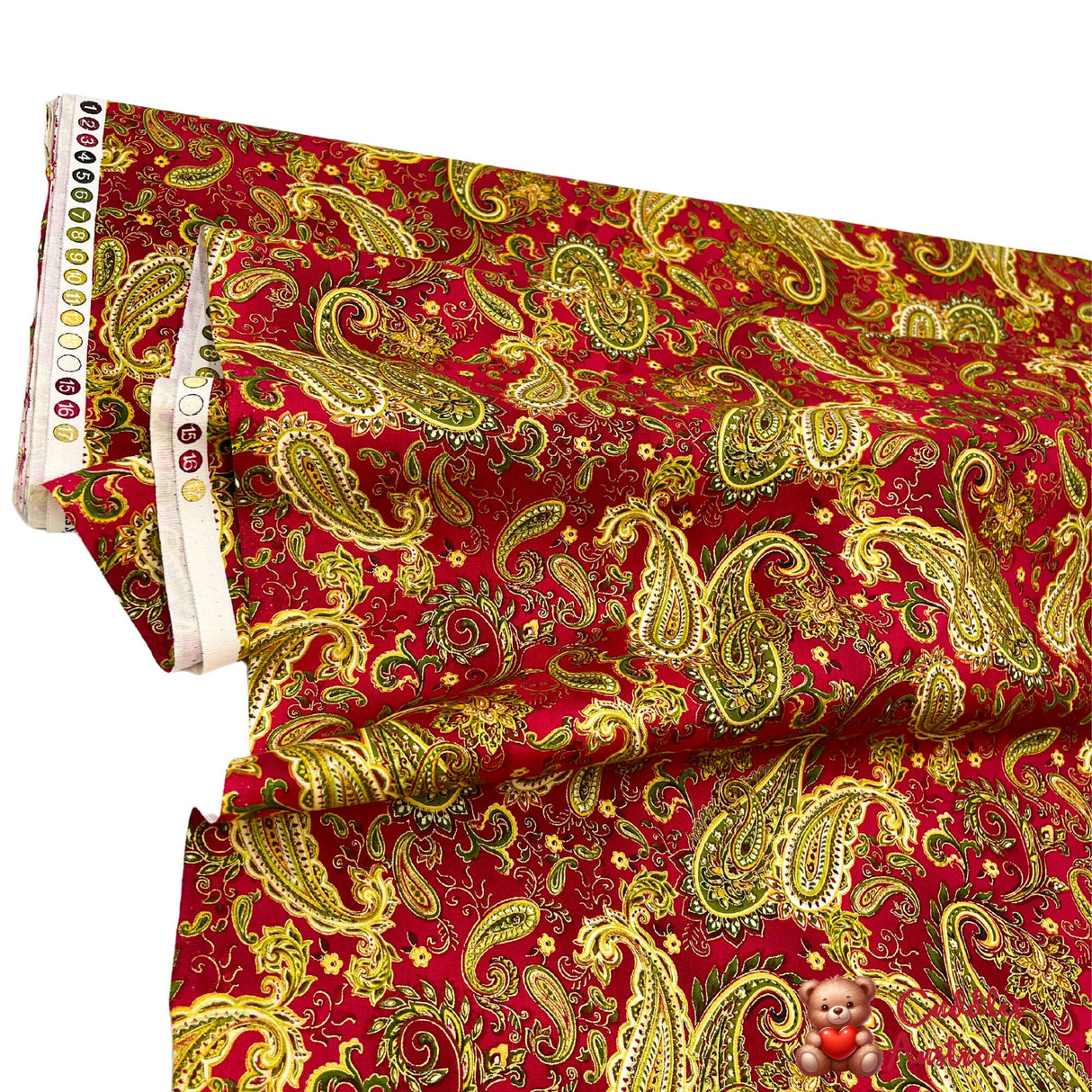Christmas Splendor Red fabric, Gold metallic, Quilt, Craft, Cotton, Quilters fabric HG8321M-8