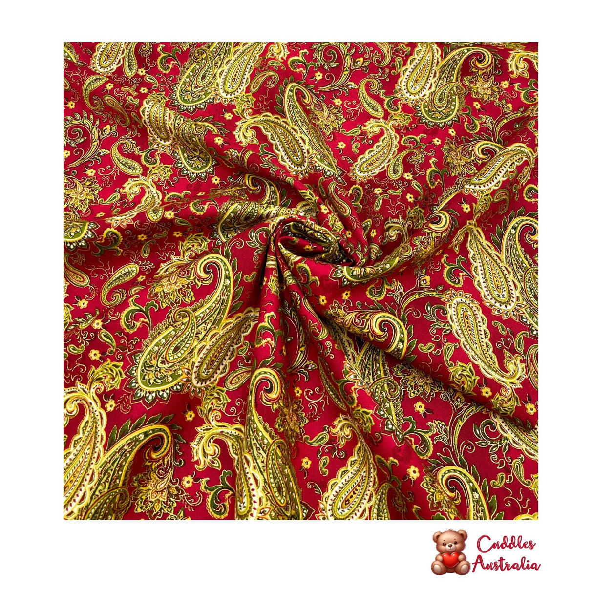 Christmas Splendor Red fabric, Gold metallic, Quilt, Craft, Cotton, Quilters fabric HG8321M-8