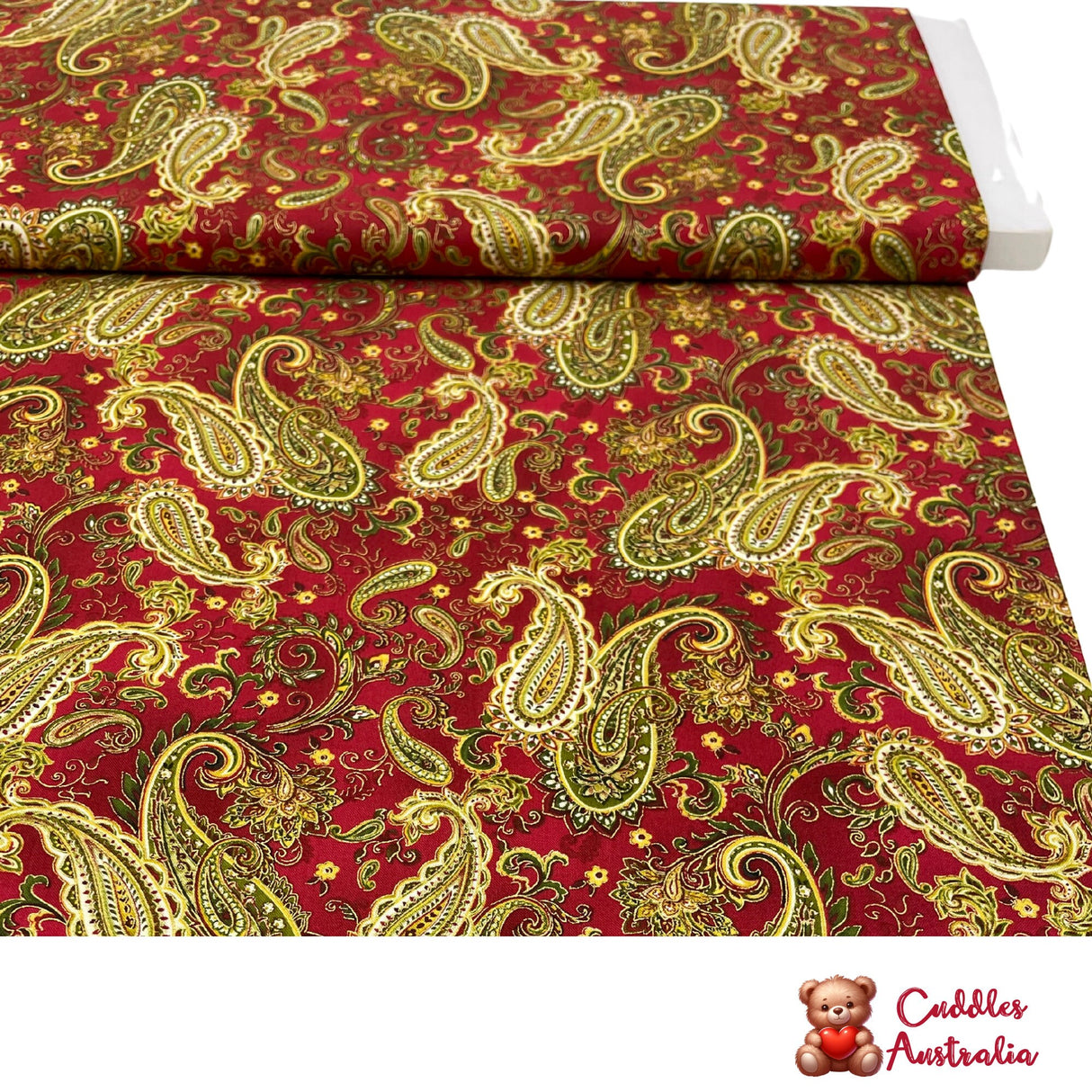 Christmas Splendor Red fabric, Gold metallic, Quilt, Craft, Cotton, Quilters fabric HG8321M-8