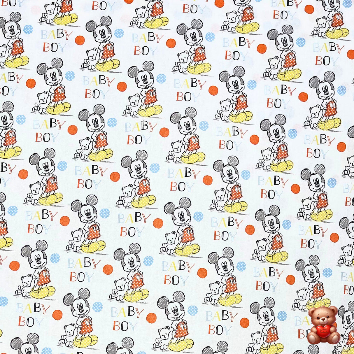 Oh Boy Mickey Baby Boy, Cotton Quilting Fabric, Disney licensed fabrics by Springs Creative Fabrics SC-57856