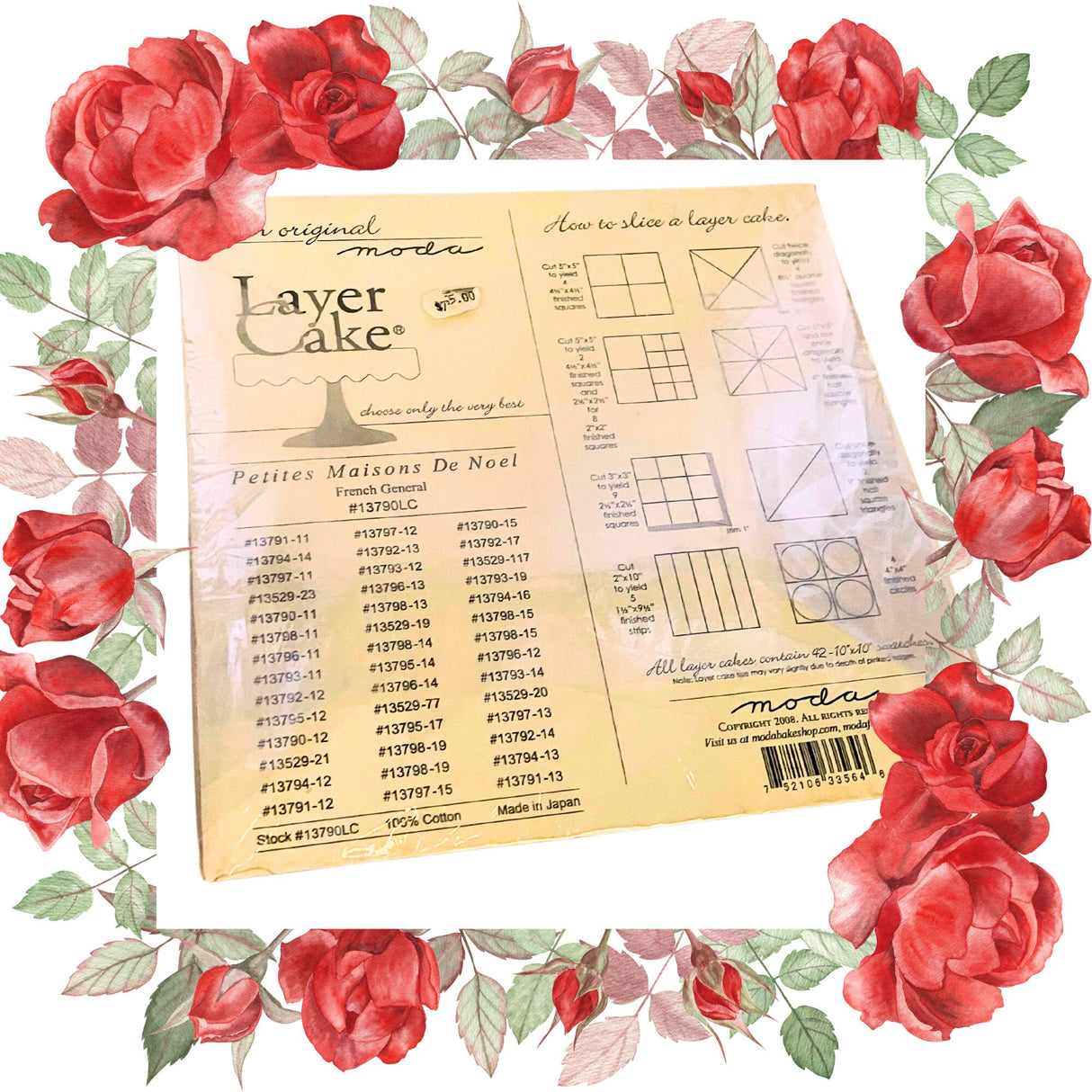 Petite Maisons De Noel, French Gerneral Layer Cake, Cotton fabric by Moda Fabrics