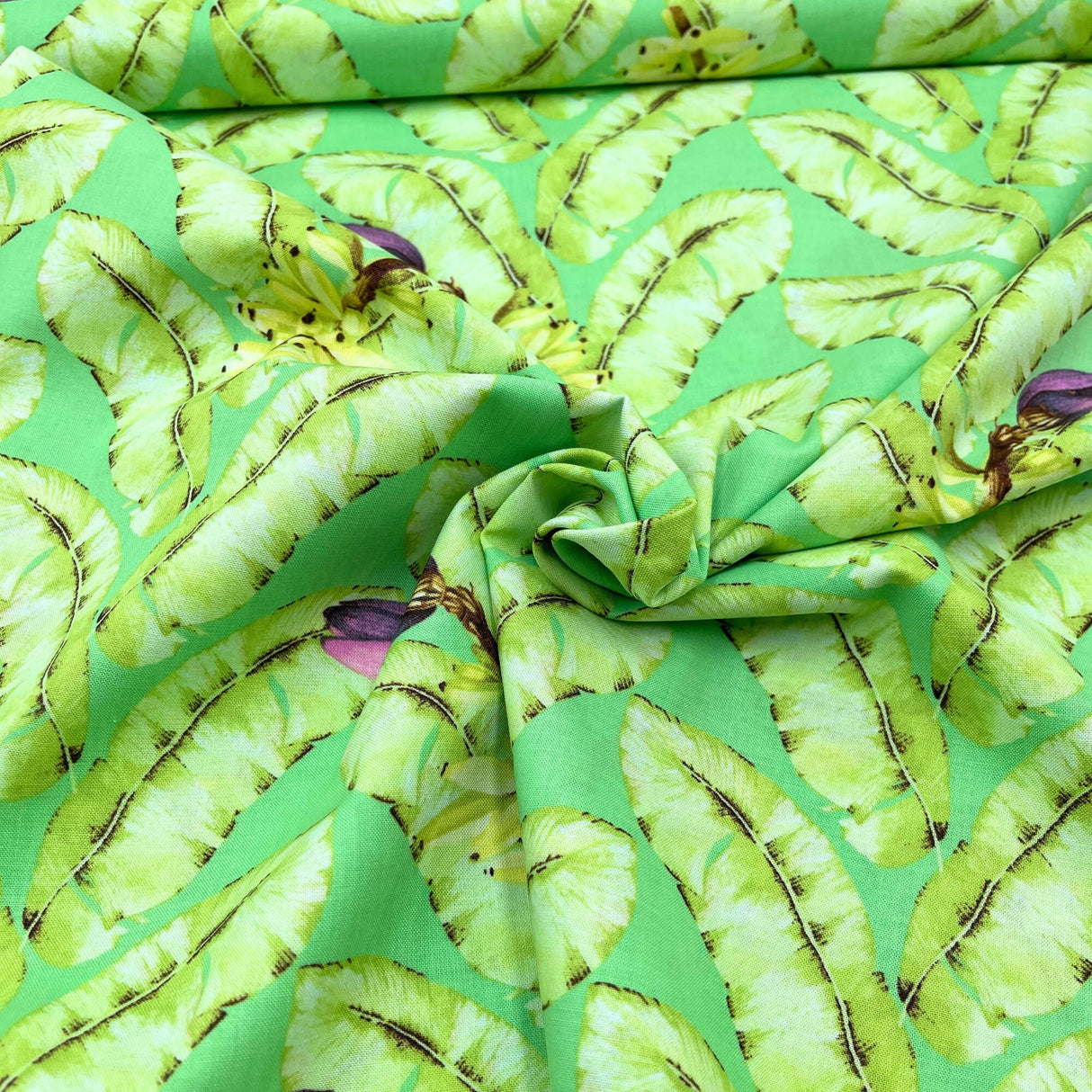 Green swirl of Banana fabric