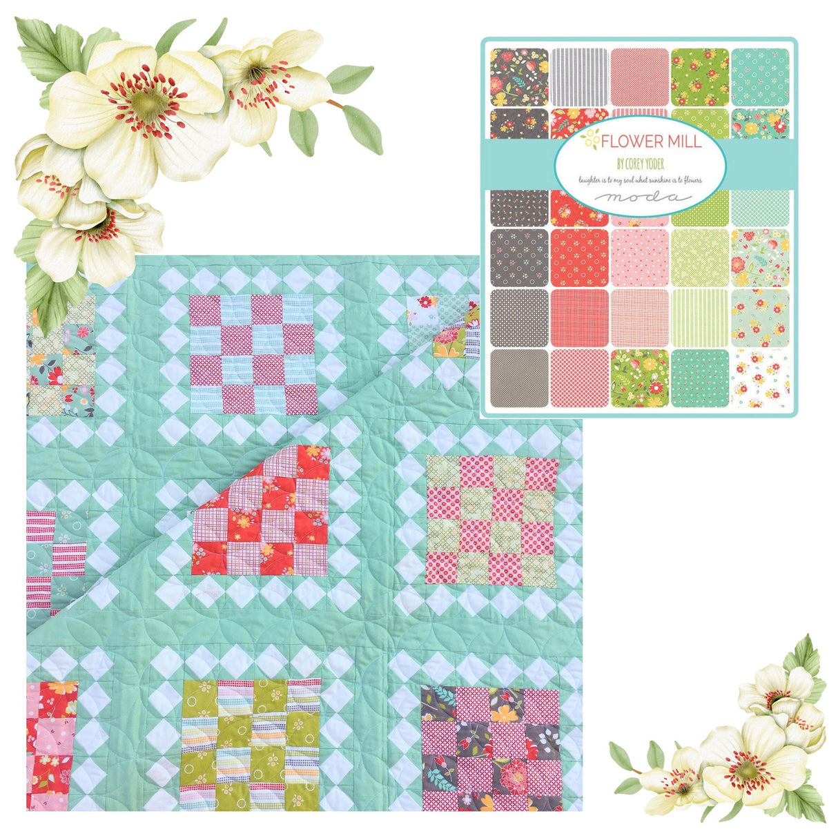 Flower Mill Layer cake 42 piece, Cotton Quilting Fabric, Moda fabric 29030LC