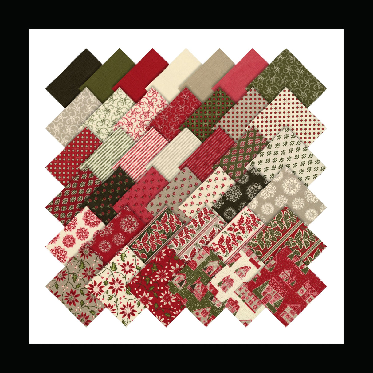 Petite Maisons De Noel, French Gerneral Layer Cake, Cotton fabric by Moda Fabrics