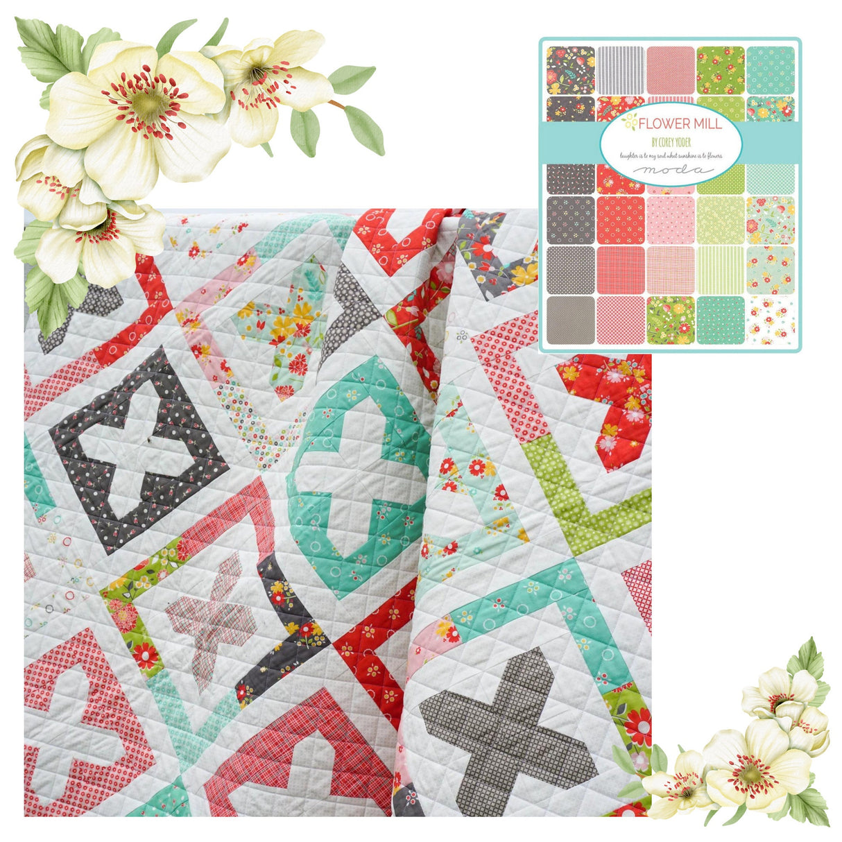 Cris Cross Quilt using Flower Mill fabric