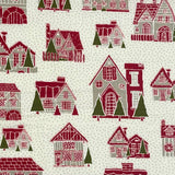Petites Maisons De Noël Fabric EOB | French General | Moda M13790.12