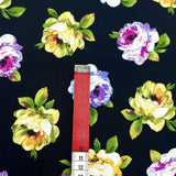 Rosa Floral – Perfect Painterly Blooms Cotton Quilting Fabric by Michael Miller MM-CX6887.Black