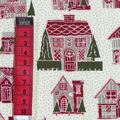 Petites Maisons De Noël Fabric EOB | French General | Moda M13790.12