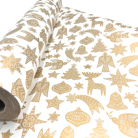 Xmas Gold Gift Wrapping Paper – 80gsm, 60cm Wide | Festive Christmas Wrap