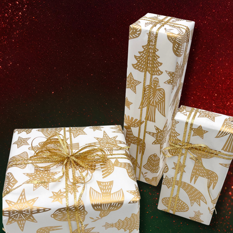 Xmas Gold Gift Wrapping Paper – 80gsm, 60cm Wide | Festive Christmas Wrap
