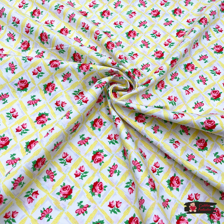 Annette Retro Floral Sunshine Fabric - Michael Miller MM-CX6853.Sunshine