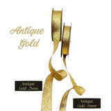 Antique Gold Ribbon – 15mm or 25mm | Metallic Gift Wrap Ribbon