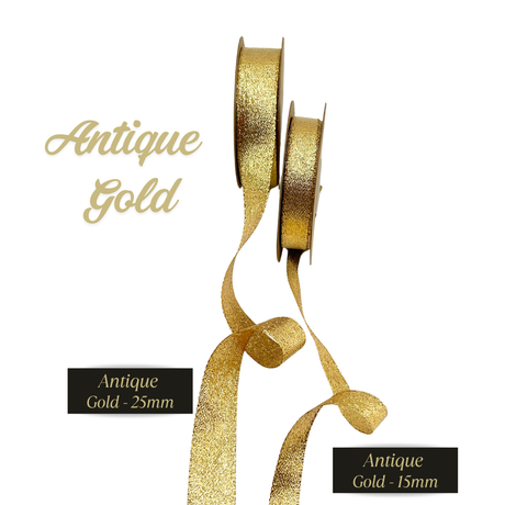 Antique Gold Ribbon – 15mm or 25mm | Metallic Gift Wrap Ribbon