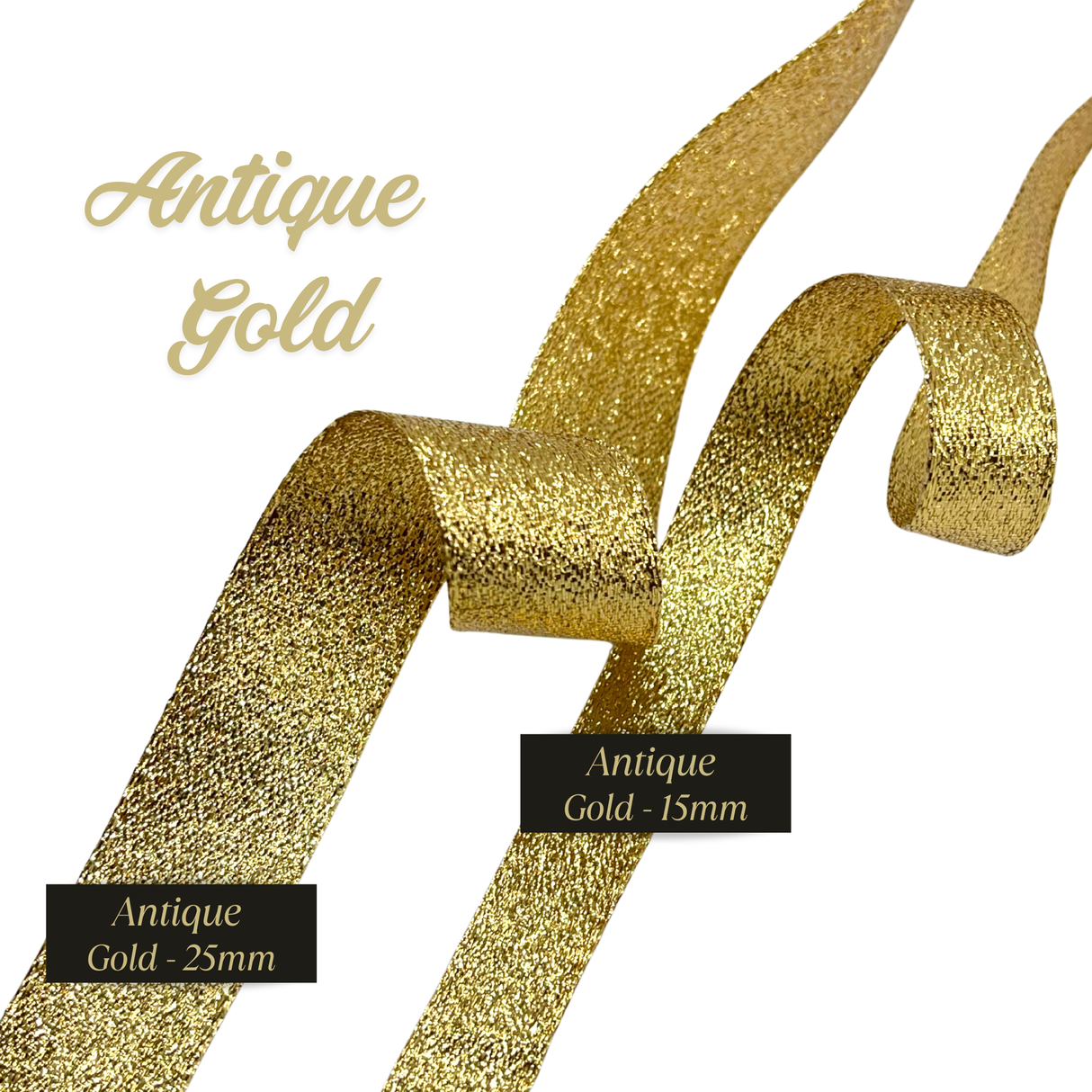 Antique Gold Ribbon – 15mm or 25mm | Metallic Gift Wrap Ribbon