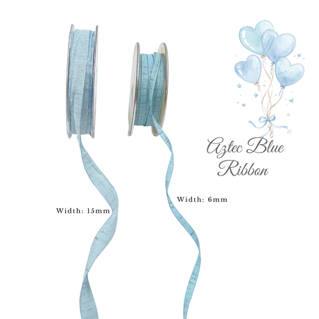 Aztec Blue Ribbon - 6mm or 15mm Gift Wrap Ribbon