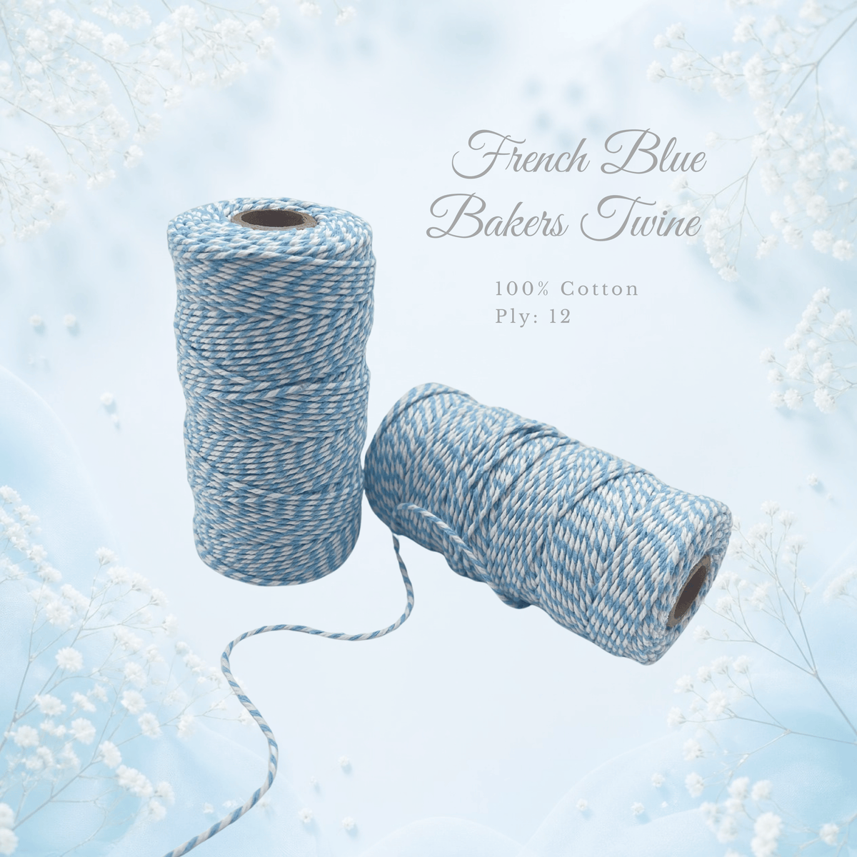 French Blue and white 12 ply cotton baker’s twine spool for gift wrapping and crafts