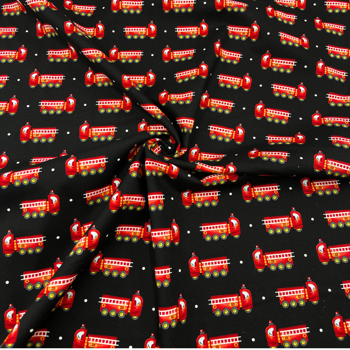 Be My Hero Fire Truck Fabric by Henry Glass HG1090-99