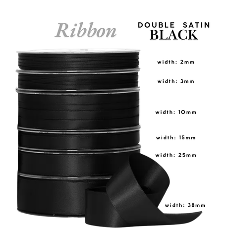 Black Double Face Satin Ribbon – 25mm Gift Wrapping Ribbon