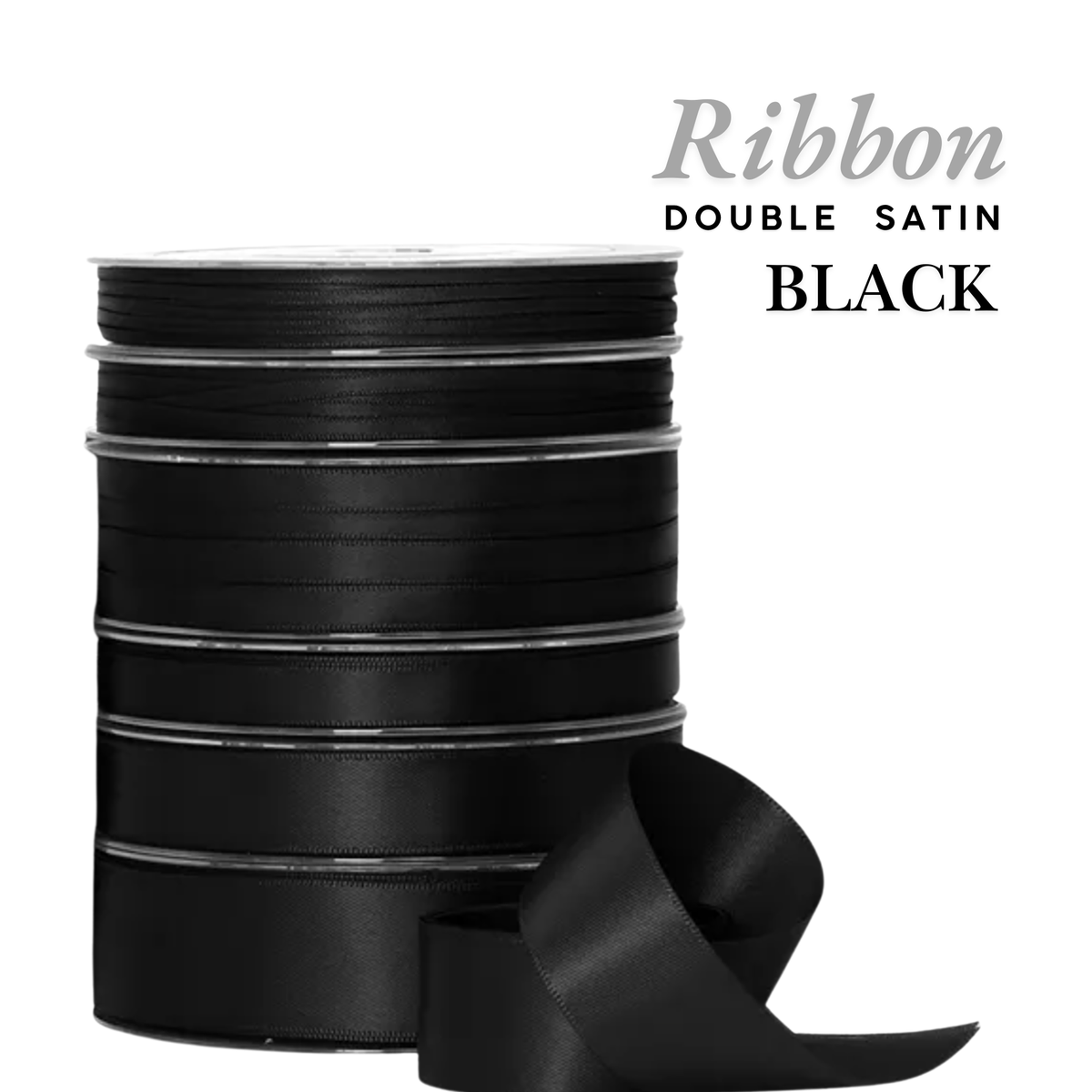 25mm black double face satin ribbon for gift wrapping, bows and crafts