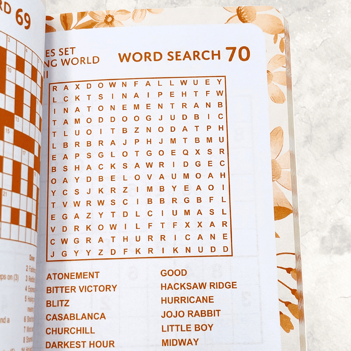 Word search puzzle pages showing letter grids and word lists inside the Mixed Puzzle Book
