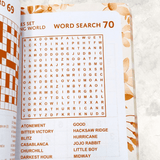 Word search puzzle pages showing letter grids and word lists inside the Mixed Puzzle Book
